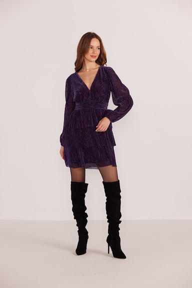 MinkPink - Enya Mini Dress - Purple Sparkle - Front