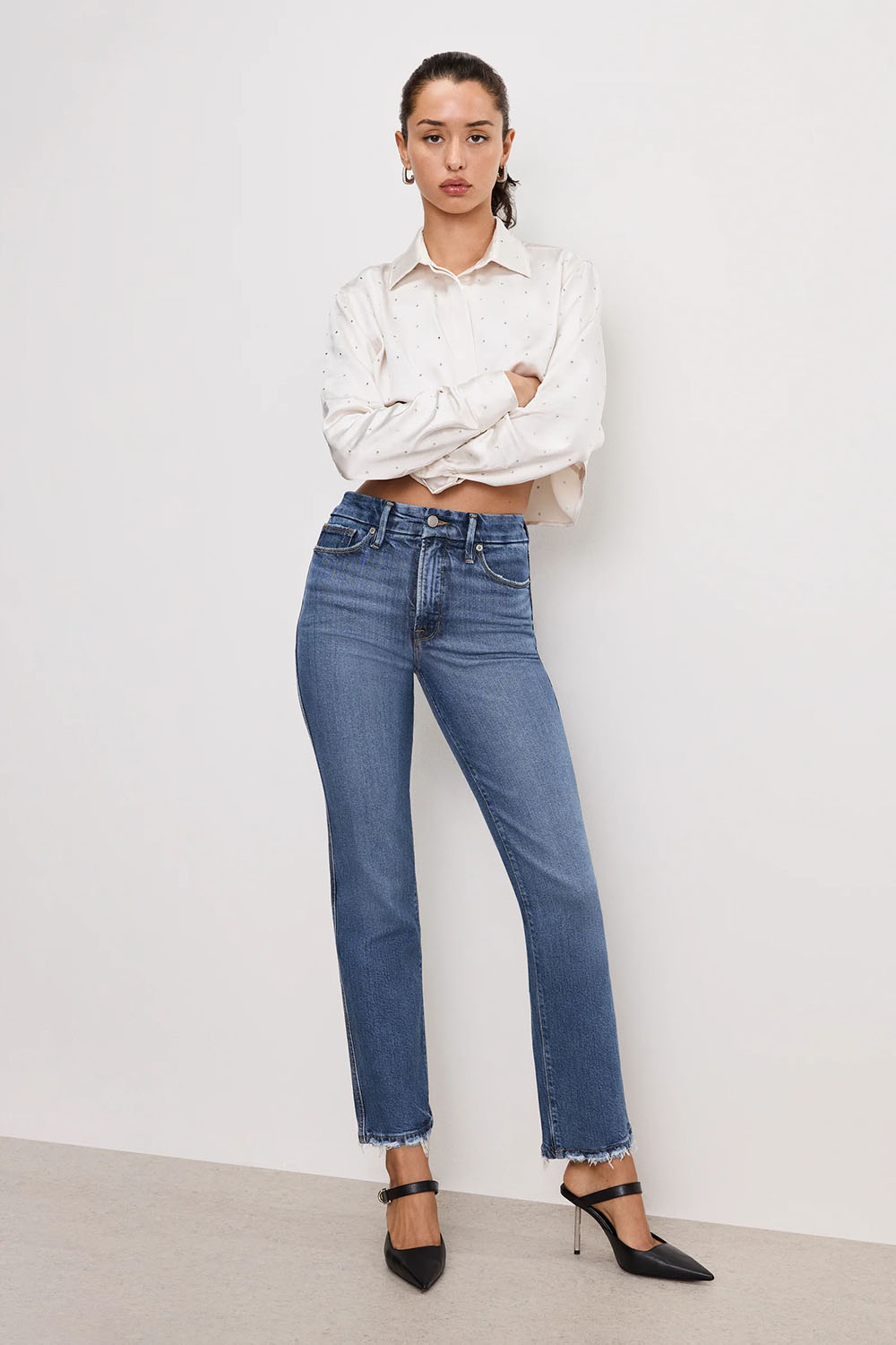 Good American - Good Curve Straight Jeans - Indigo - Front