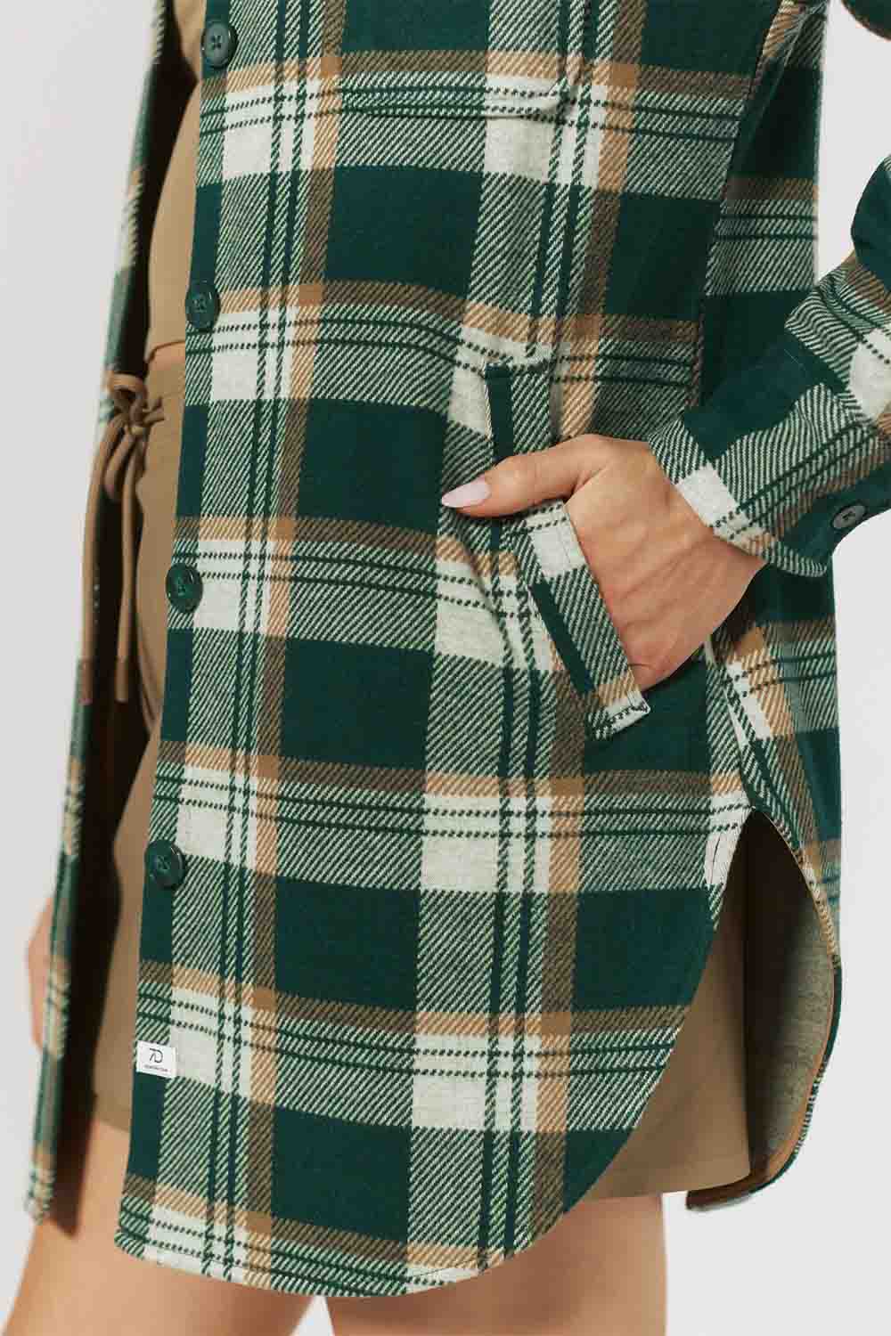 7 Diamonds - Generation Plaid Shacket - Basil - Detail