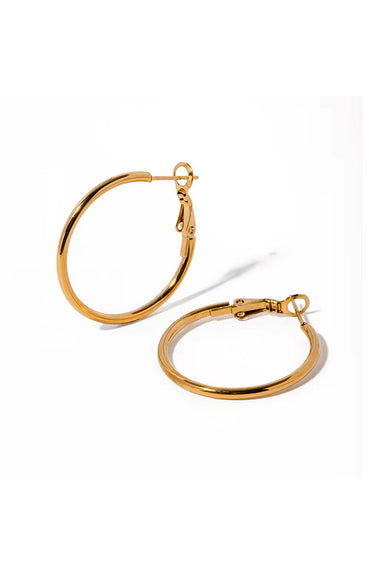Pearl of the West - Staple Hoops 3cm - 18K Gold Plated Stainless