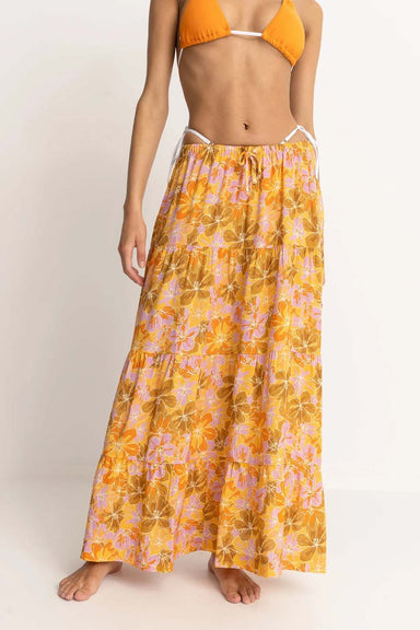Rhythm - Mahana Floral Maxi Skirt - Yellow - Front