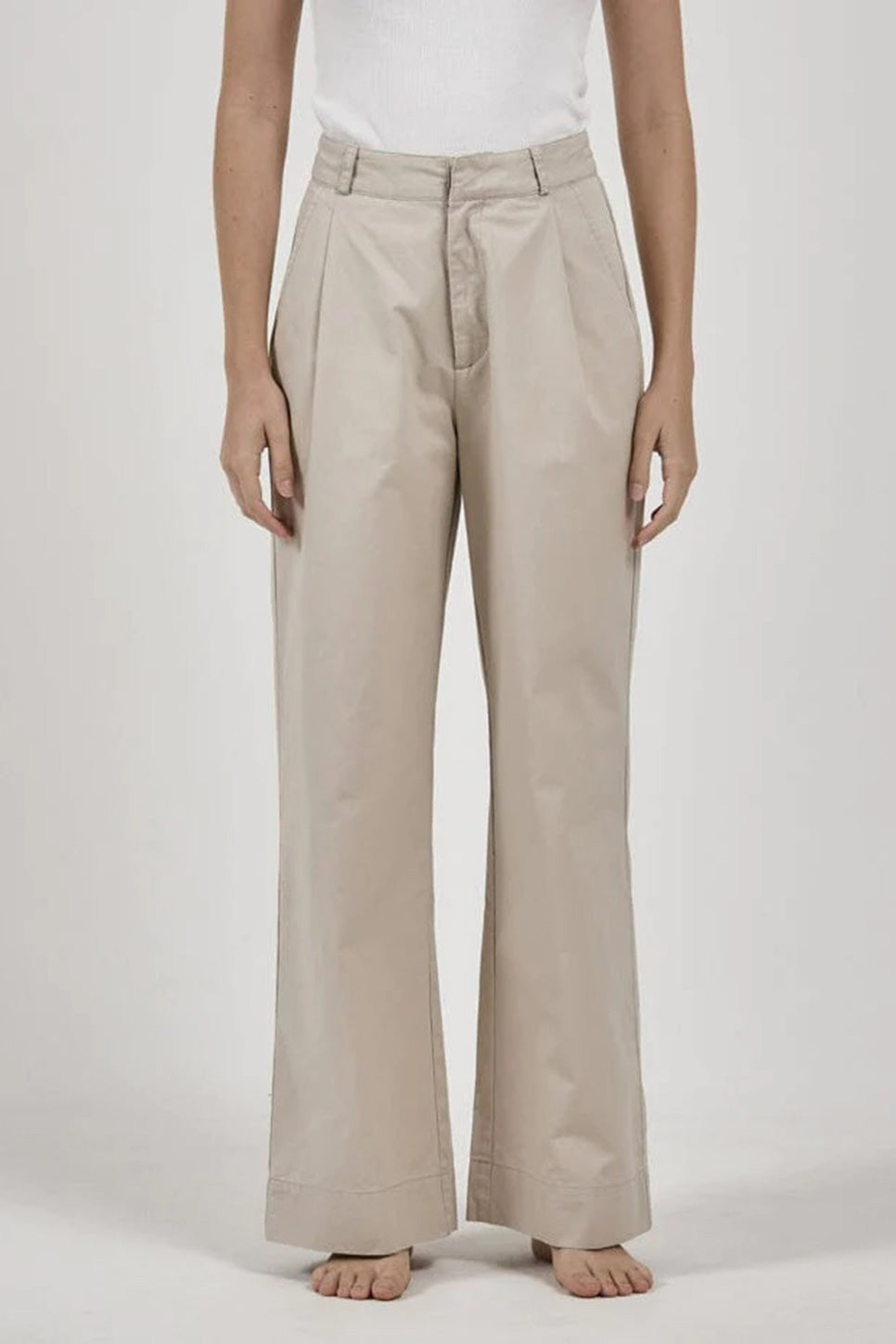 Ivy Mid Rise Pleated Pant - Parchment